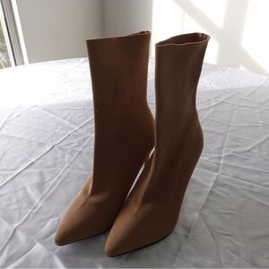 Nude skintight boots